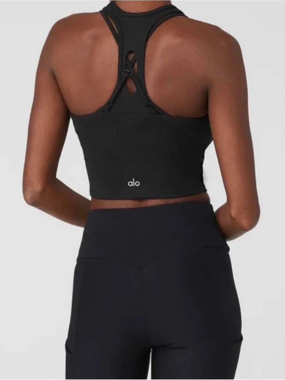 ALO YOGA | Ribbed Airlift Enchanted Bra Tank Top in Black, Size Small - Picture 3 of 8